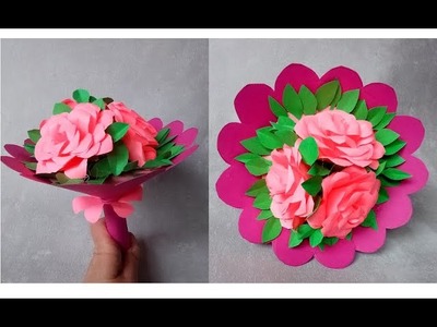 Rosen Strauß basteln. DIY Muttertagsgeschenk - Blumen selber machen mit Papier