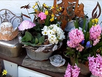 Zauberhafte Blumen DEKO mit Kräutern,Kränzen & Mehr,.  Terrasse , Balkon,.  zum träumen :))