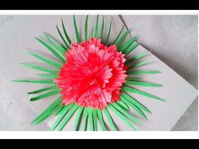 DIY Muttertagsgeschenk. Einfache 3D Pop-Up Karte  mit Nelke selber machen