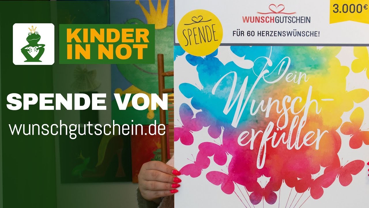Spende von wunschgutschein.de. – Kinder in Not. Die Froschkönige helfen!