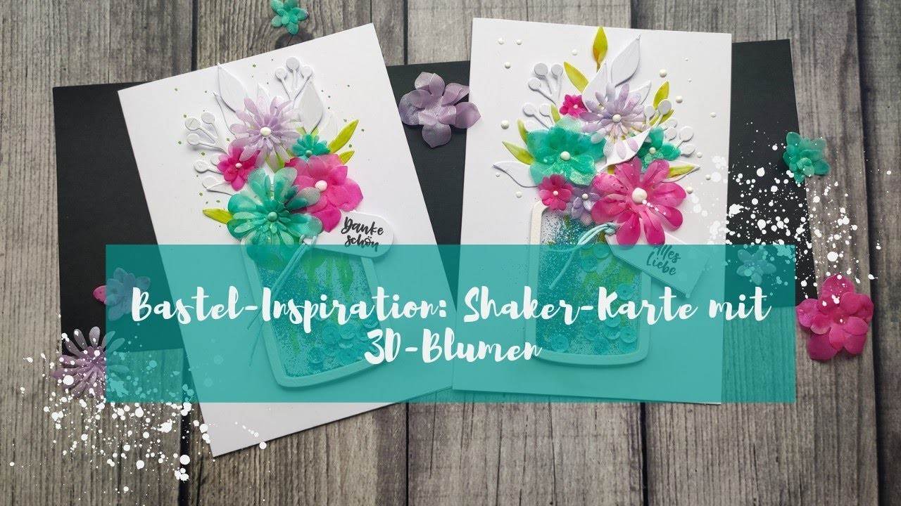 Bastel-Inspiration: Shaker-Card mit 3D-Blumen | Marmeladen-Glas-Stanze vom Action