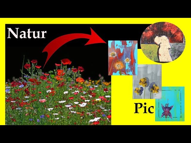 Blumenbild basteln aus echten getrockneten und gepressten Blüten.