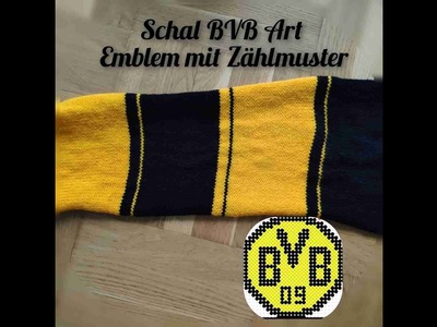 Fan Schal stricken mit BVB Emblem nachgestrickt im Zählmuster.Für Anfänger Teil 1 - fan scarf part 1