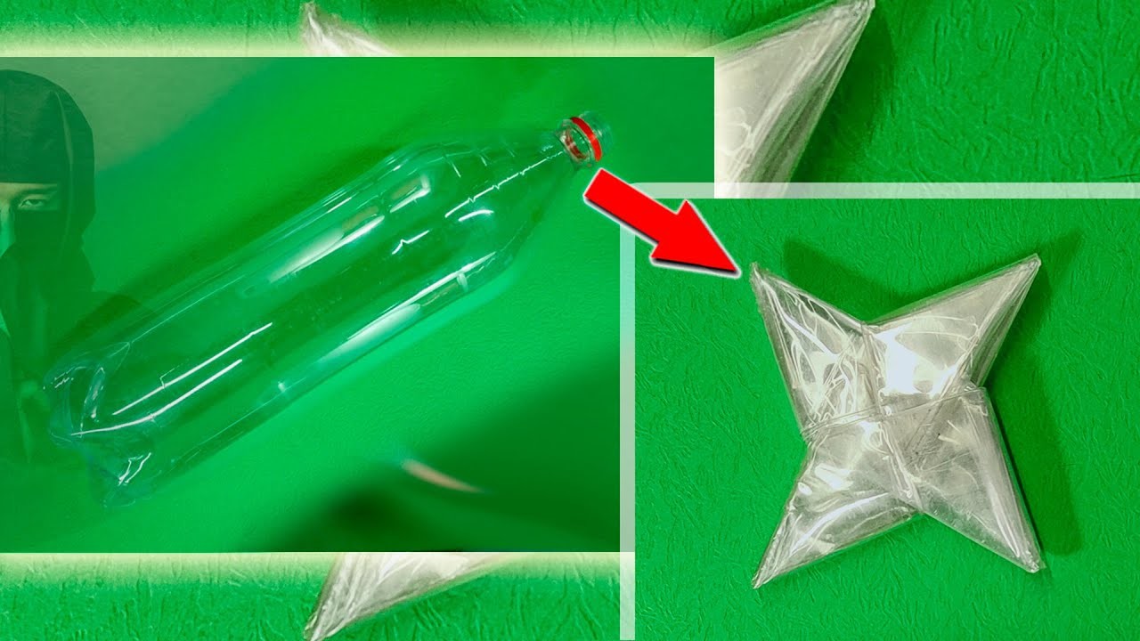 How to make a Ninja Star from Plastic Bottles - Plastics shuriken - Experiment! Plastic origami #diy