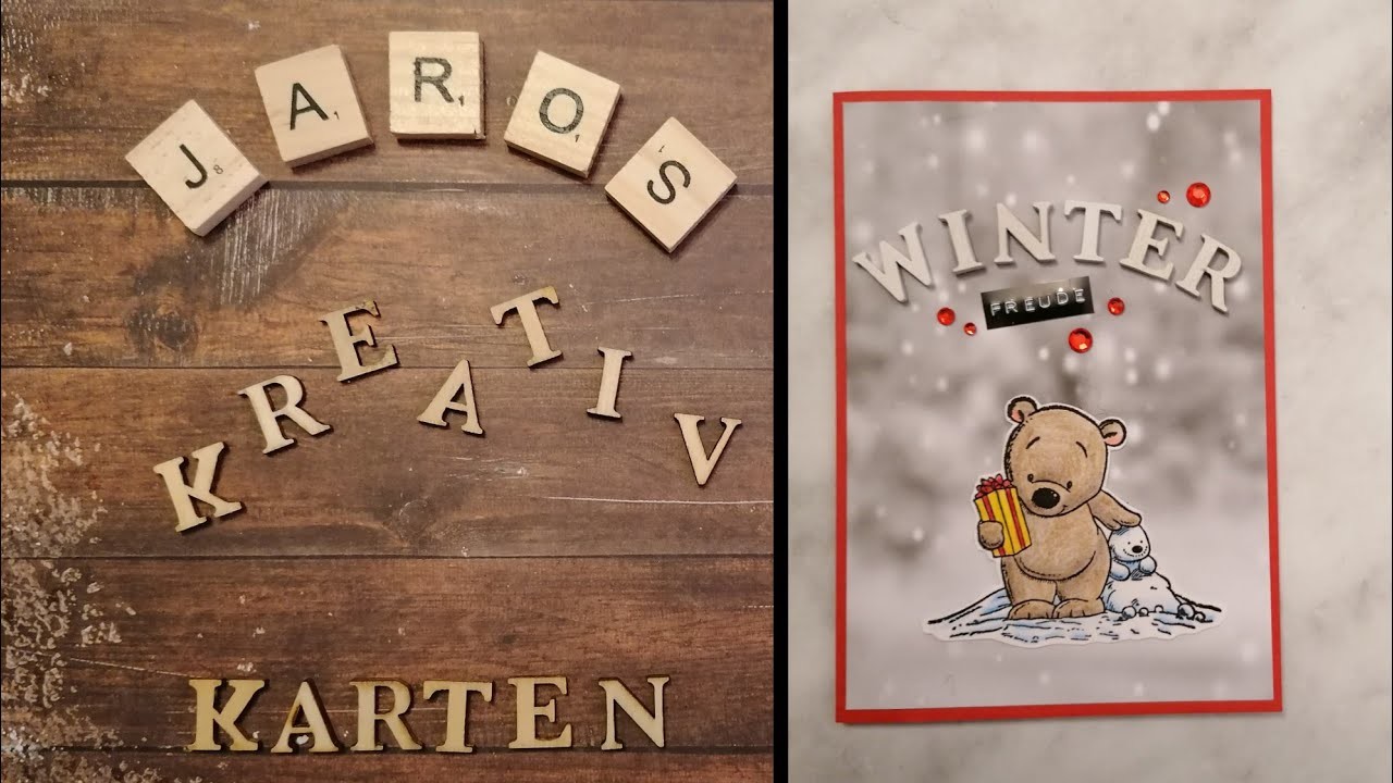 #JaRoskreativkarten 88 (Winter, Rot, Holz)