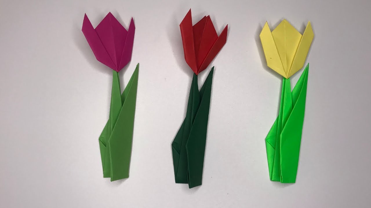Origami Tulpen - Blumen falten zum Muttertag