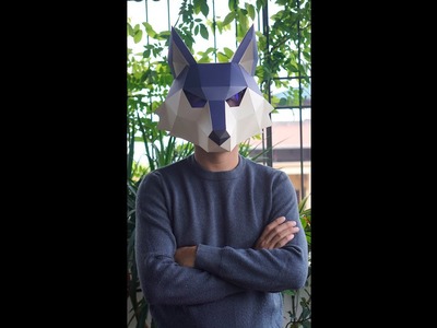 Papercraft wolf mask| Lowpoly paper wolf mask | 3D wolf paper mask #shorts