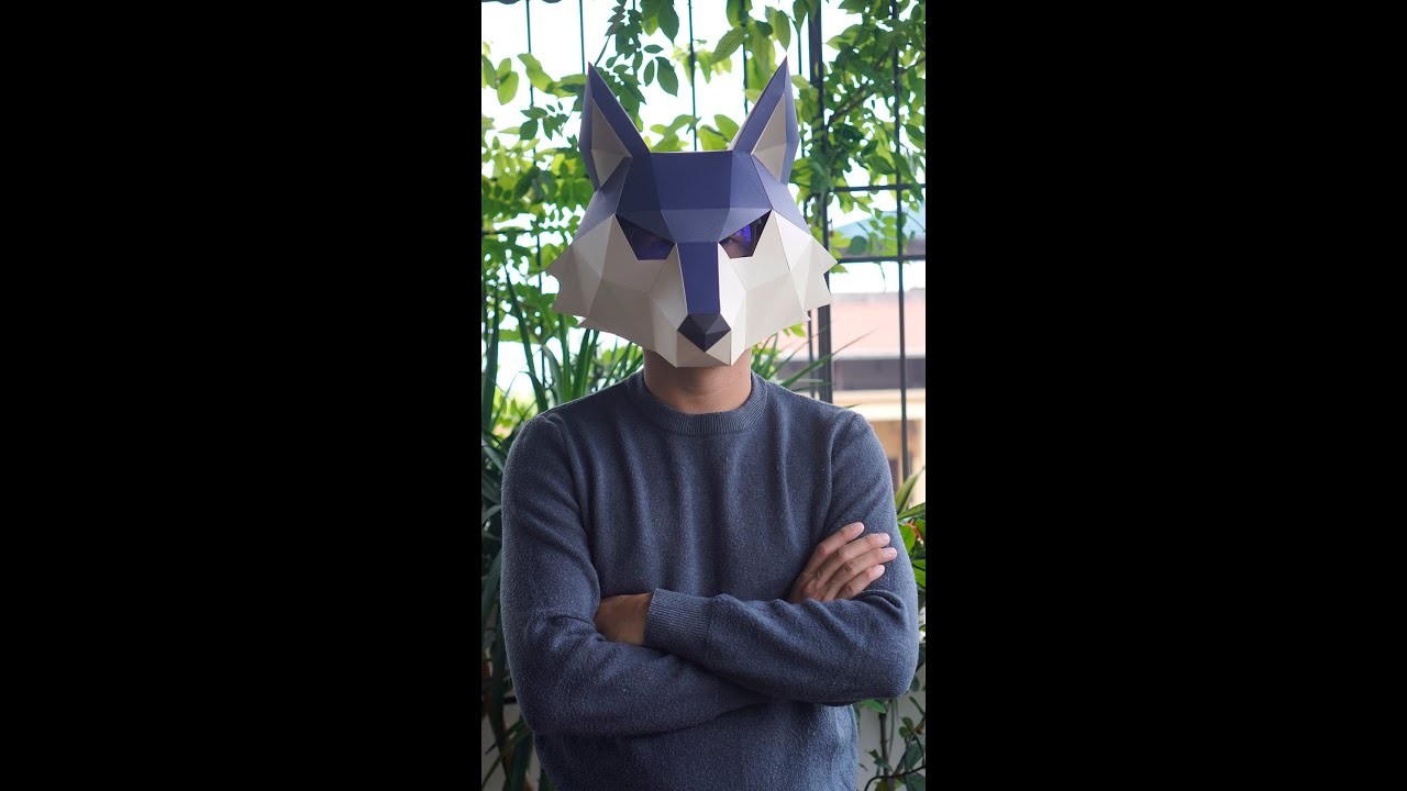 Papercraft wolf mask| Lowpoly paper wolf mask | 3D wolf paper mask #shorts