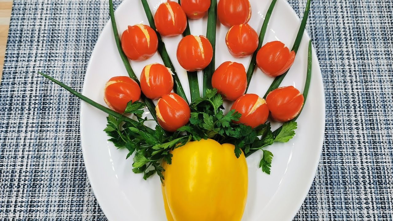 Salat "Tulpen" Muttertagsgeschenk lecker, wunderschön und einfach