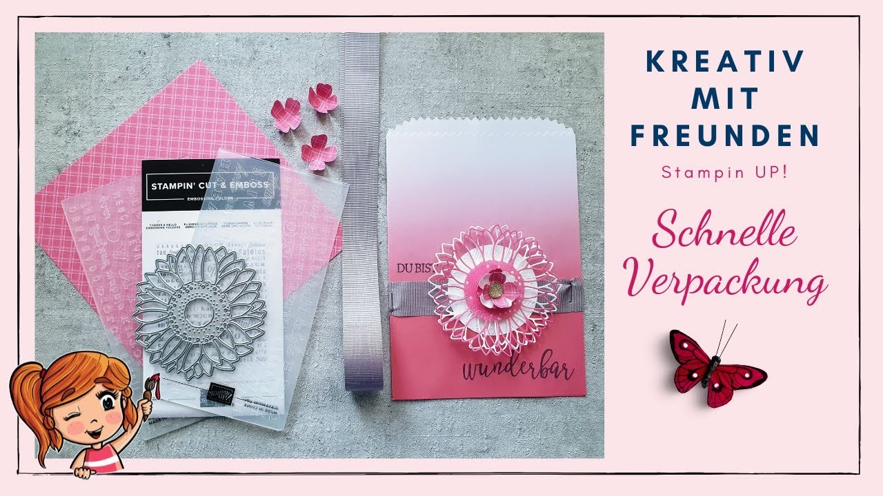 Schnelle Verpackung. Kreativ mit  Freunden. Geschenktüten Ombré Effekt. Stampin UP!.Sonnenblumen