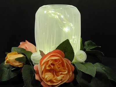 Upcycling. Aus einem leerem Schoko-Creme Glas eine Lampe mit Rosen. Kreative Idee DIY